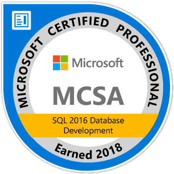 Microsoft MCSA SQL Server 2016 Database Development certification