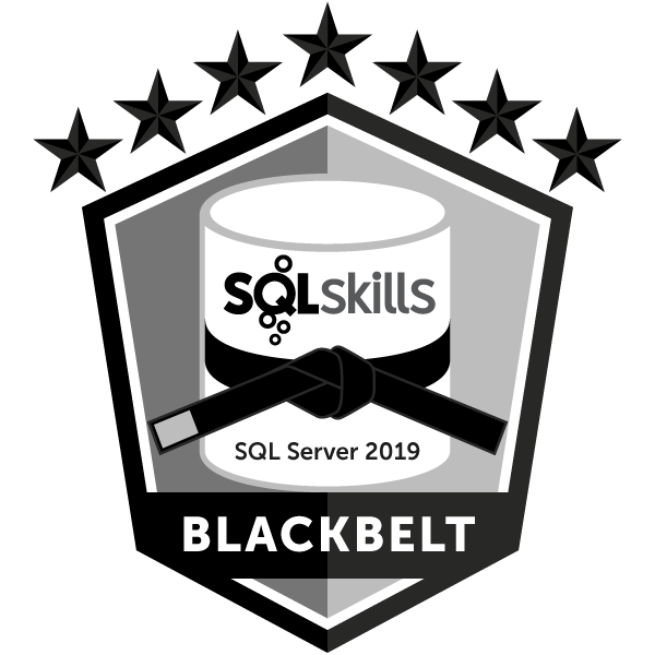 SQLSkills Blackbelt SQL Server 2019 certification, first-ever recipient